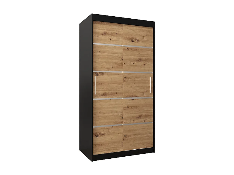 SCHWEBETÜRENSCHRANK VERONA 1 200/100/62 2-türig (Schwarz/Artisan)