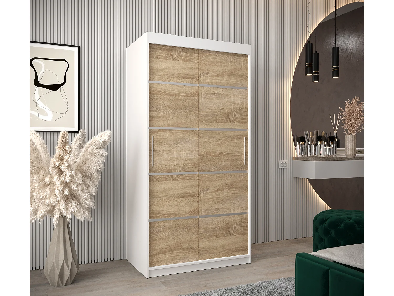 ARMOIRE VERONA 1 À PORTES COULISSANTES 200/100/62 2 Portes (Blanc/Sonoma)