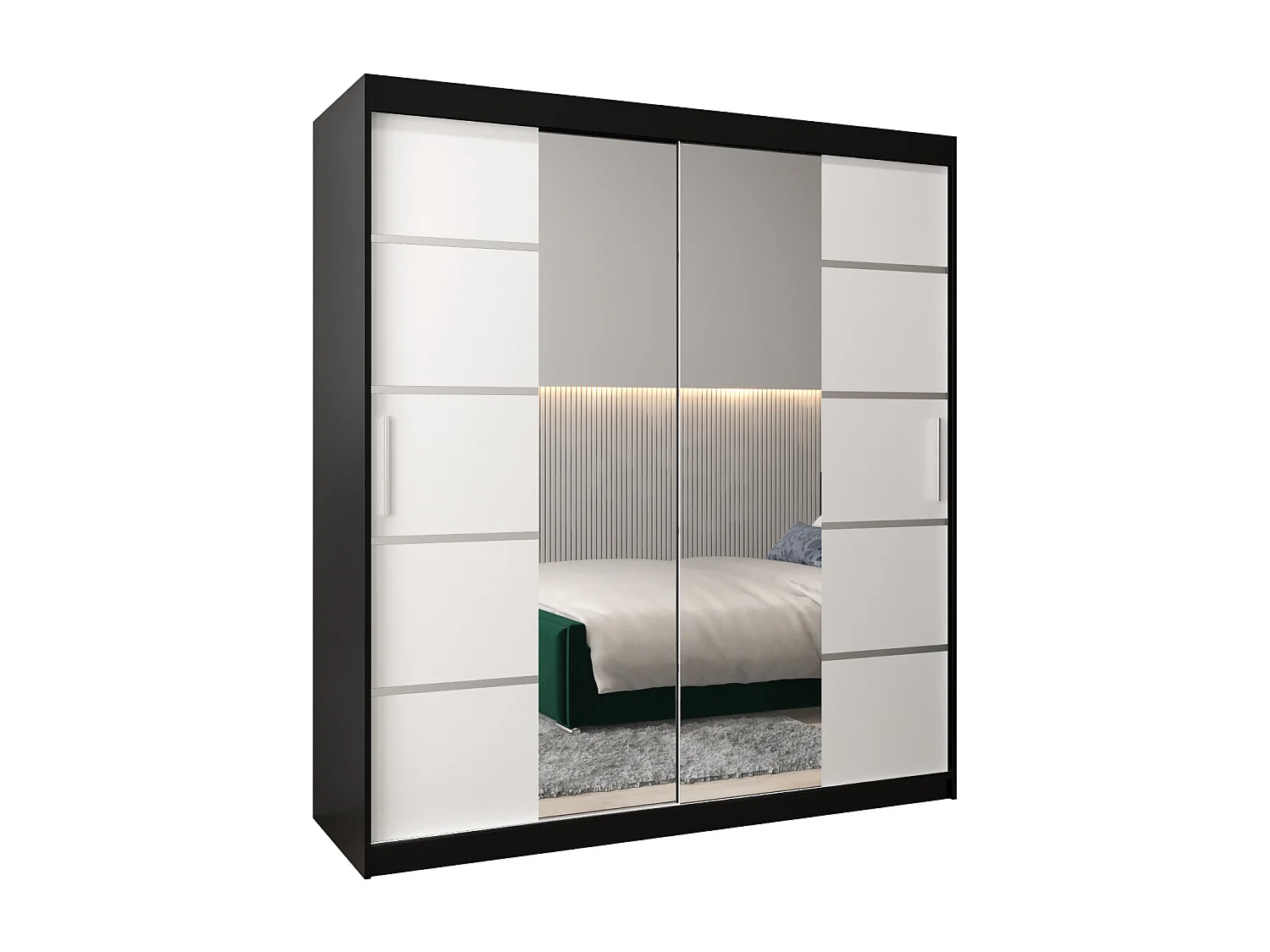 Armário VERONA 4 com portas de correr 200/180/62 2 puertas (preto/branco)