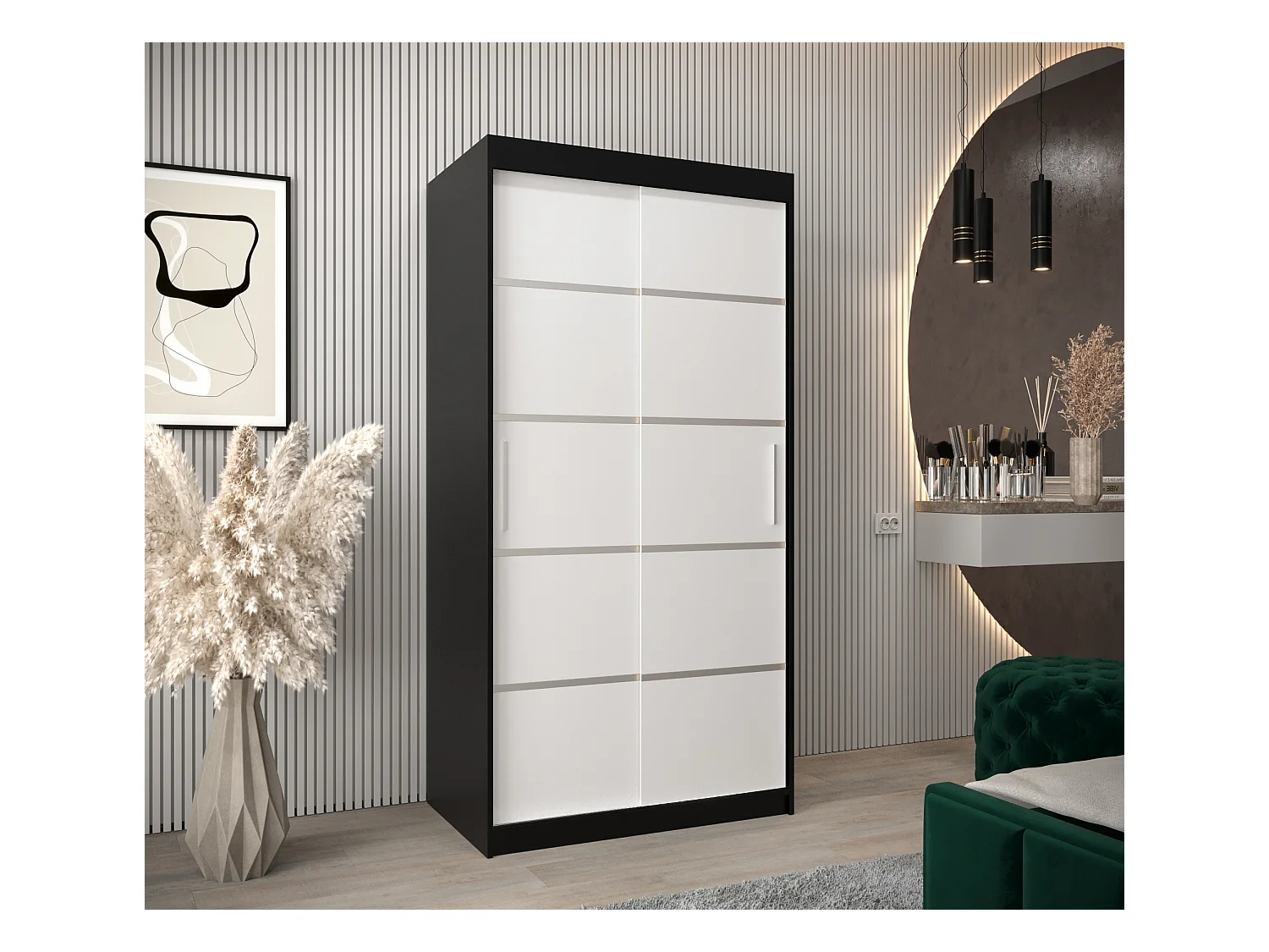 VERONA 1 KLEDINGKAST MET SCHUIFDEUREN 200/100/62 2 deuren (zwart/wit)