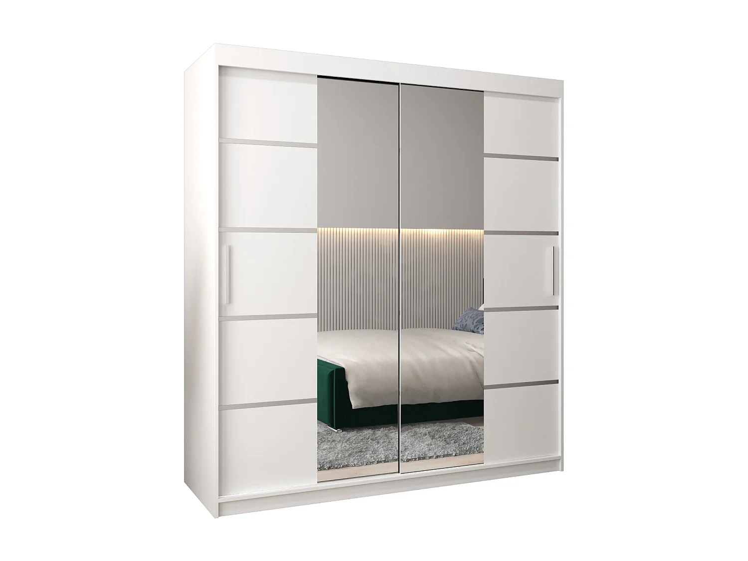 ARMOIRE VERONA 4 À PORTES COULISSANTES 200/180/62 2 Portes (Blanc/Blanc)