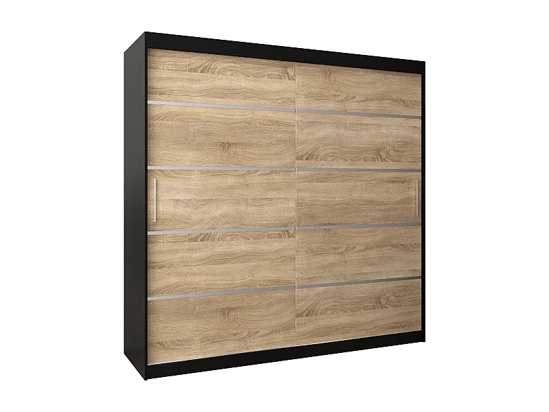 SCHWEBETÜRENSCHRANK VERONA 1 200/200/62 2-türig (Schwarz/Sonoma)