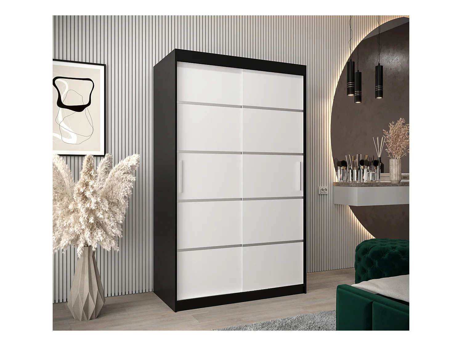 VERONA 1 KLEDINGKAST MET SCHUIFDEUREN 200/120/62 2 deuren (zwart/wit)