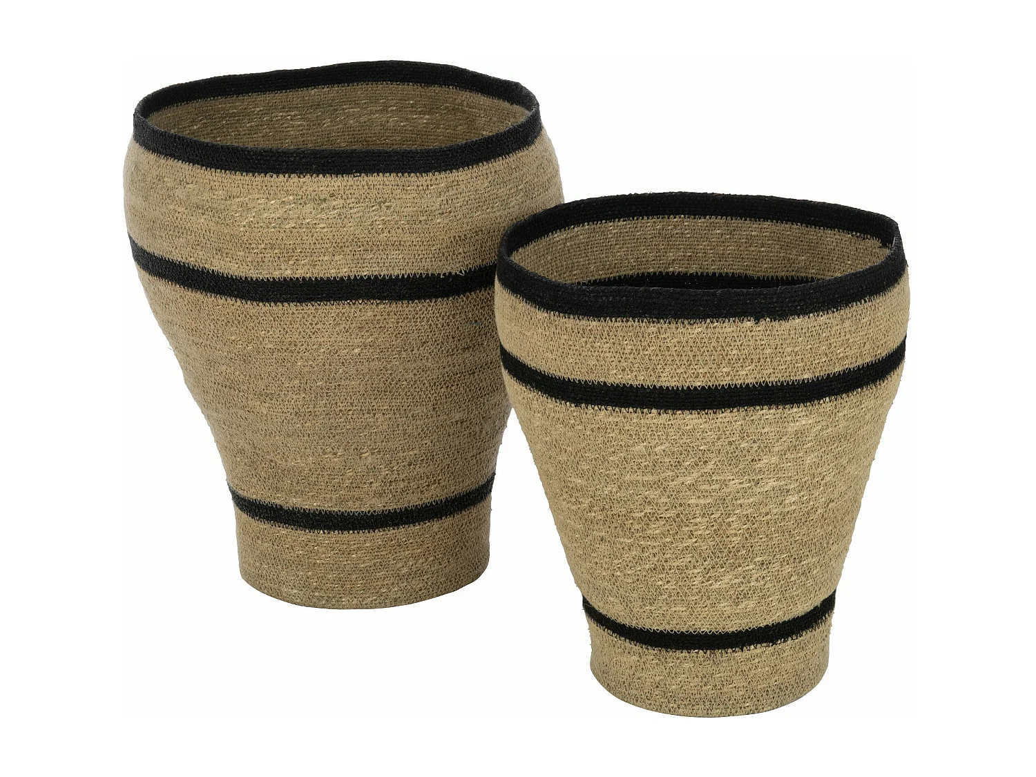 Lot de 2 Cache-Pots Paniers Lignes "Herbes Marines" 45cm Naturel