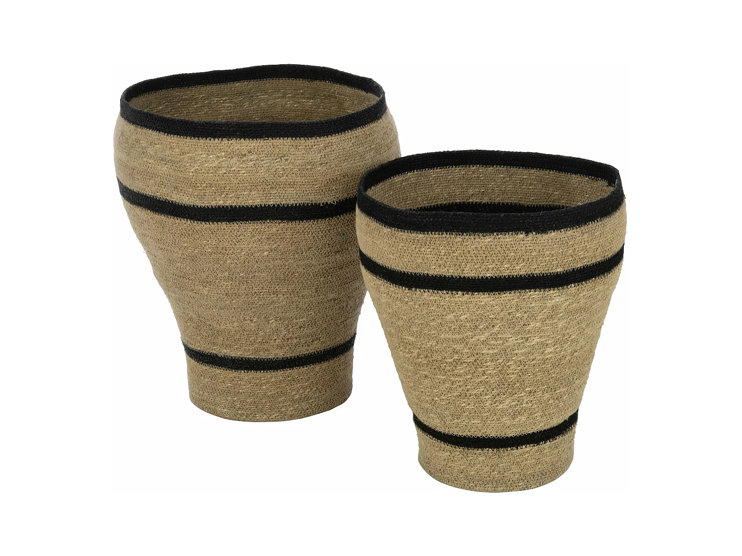 Set 2 paniers ronds lignes marie herbes marines naturel 35x35x45cm