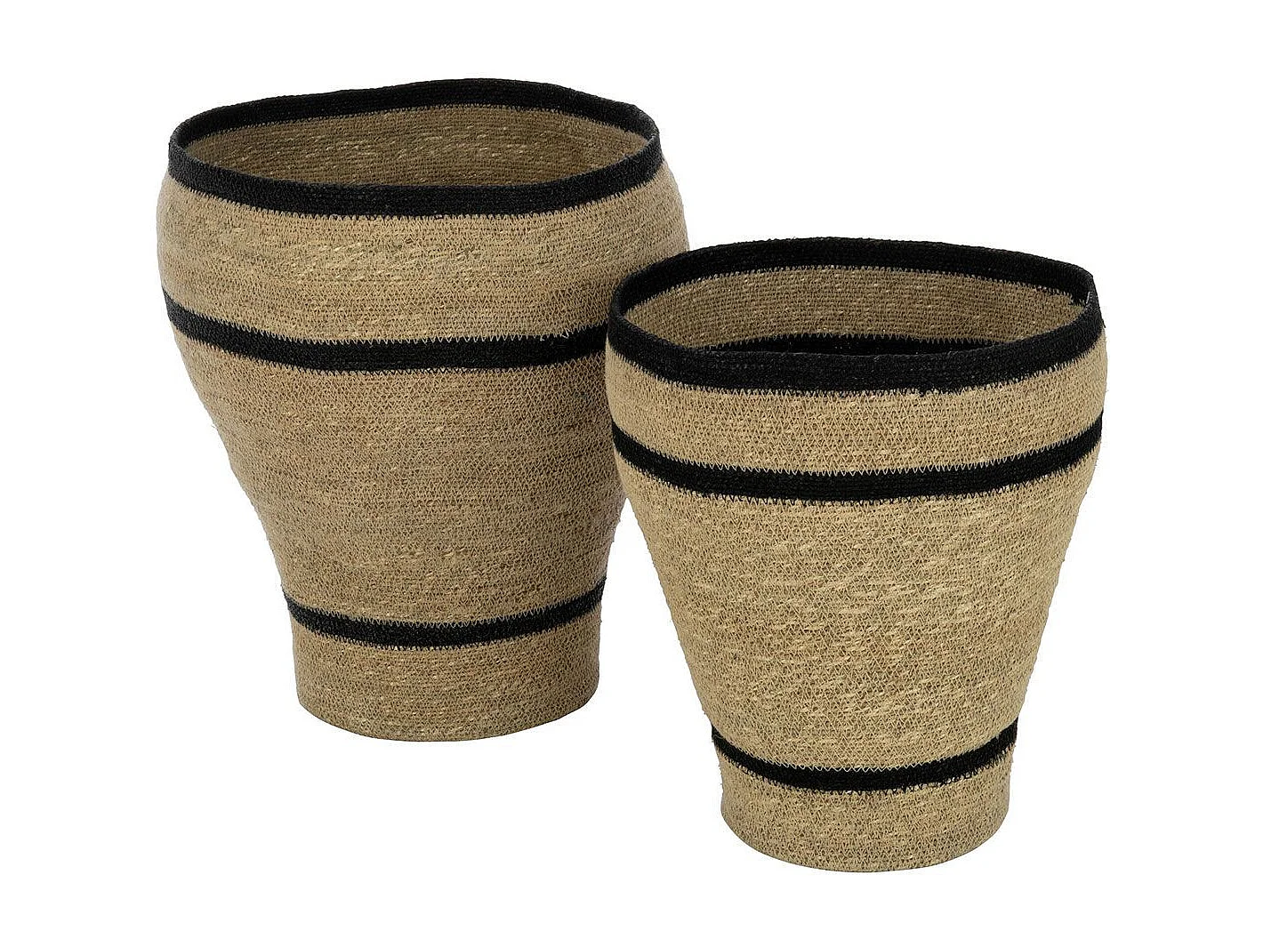 Lot de 2 Cache-Pots Paniers Lignes "Herbes Marines" 45cm Naturel
