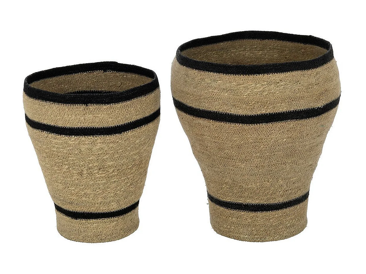 Lot de 2 Cache-Pots Paniers Lignes "Herbes Marines" 45cm Naturel