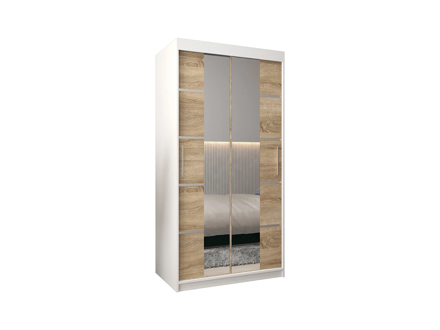 ARMOIRE VERONA 4 À PORTES COULISSANTES 200/100/62 2 Portes (Blanc/Sonoma)