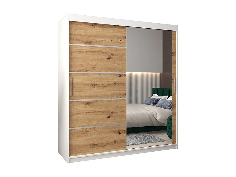 ARMOIRE VERONA 2 À PORTES COULISSANTES 200/180/62 2 Portes (Blanc/Artisan)