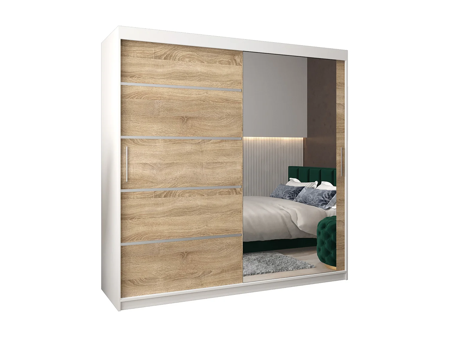 Armário VERONA 2 com portas de correr 200/200/62 2 puertas (branco/sonoma)