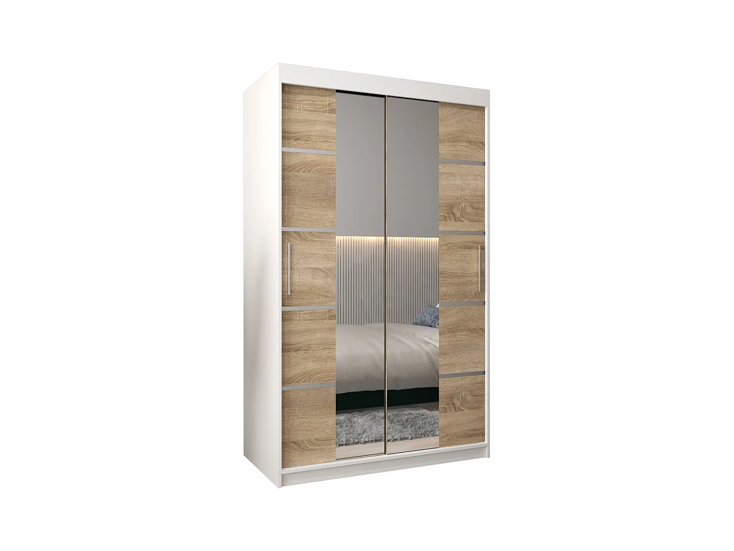 ARMOIRE VERONA 4 À PORTES COULISSANTES 200/120/62 2 Portes (Blanc/Sonoma)
