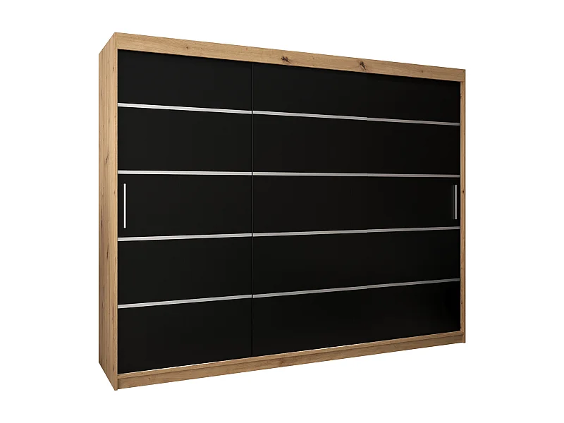 ARMOIRE VERONA 1 À PORTES COULISSANTES 200/250/62 3 Portes (Artisan/Noir)
