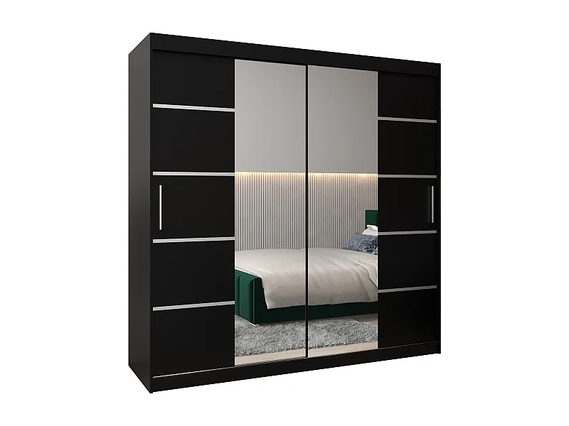 SCHWEBETÜRENSCHRANK VERONA 4 200/200/62 2-türig (Schwarz/Schwarz)