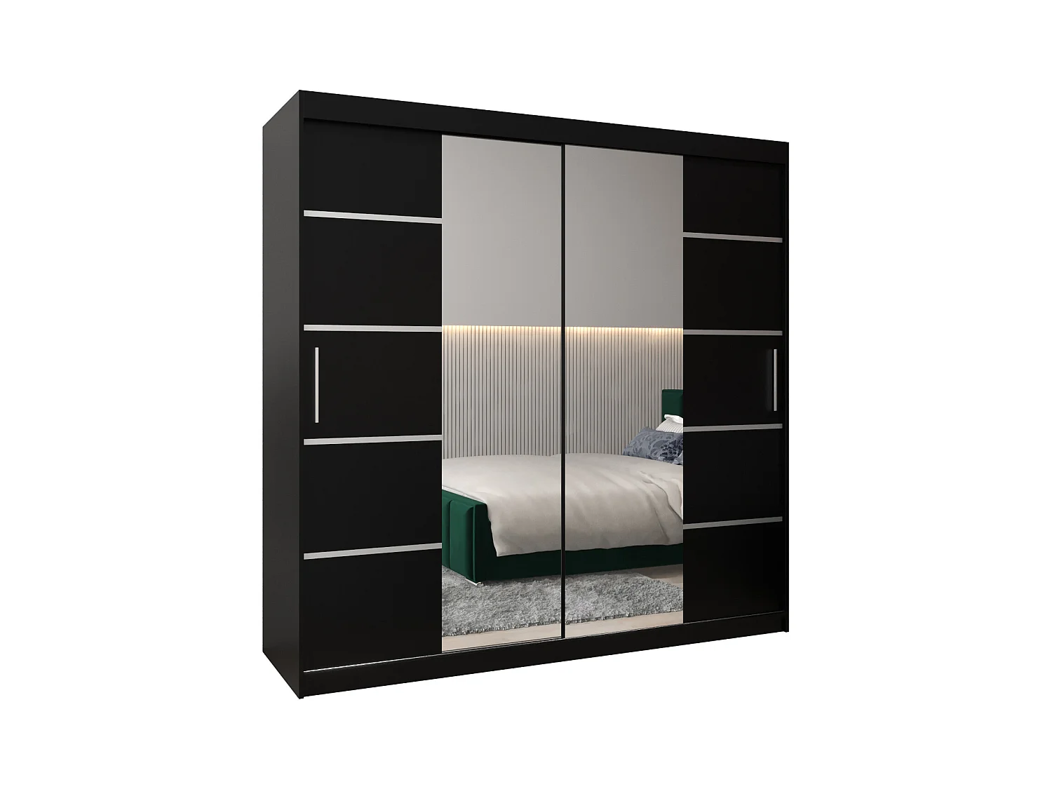 ARMOIRE VERONA 4 À PORTES COULISSANTES 200/200/62 2 Portes (Noir/Noir)