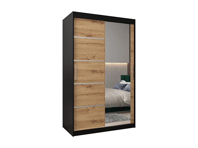 ARMOIRE VERONA 2 À PORTES COULISSANTES 200/120/62 2 Portes (Noir/Artisan)