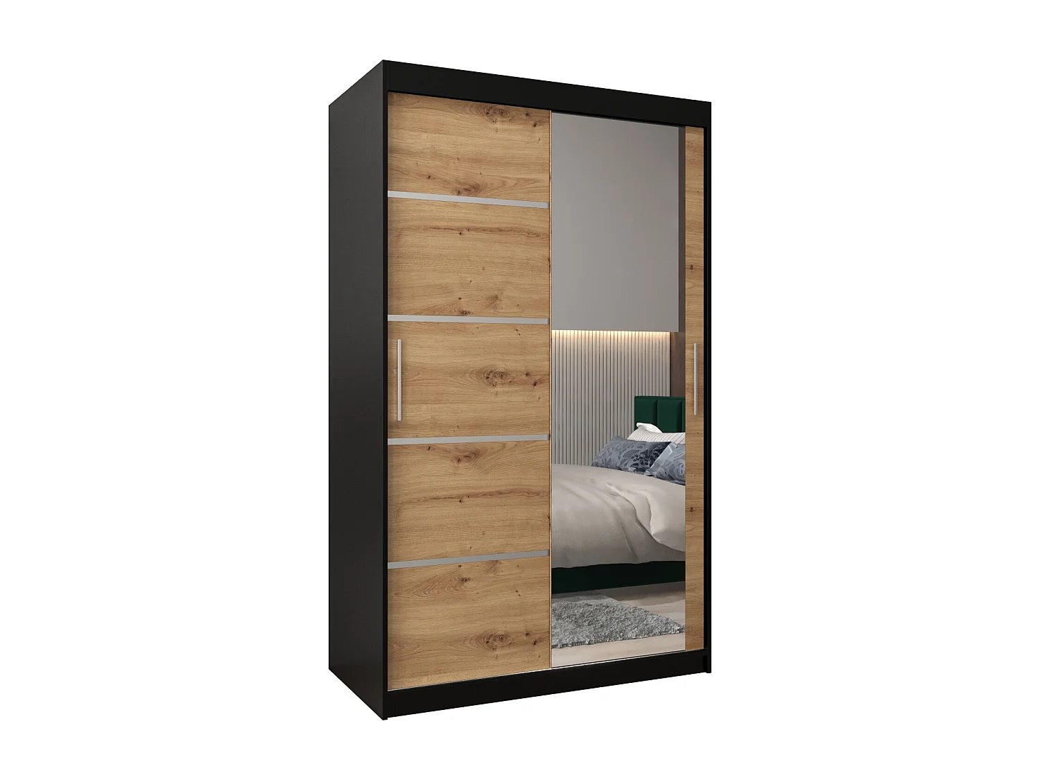 ARMOIRE VERONA 2 À PORTES COULISSANTES 200/120/62 2 Portes (Noir/Artisan)