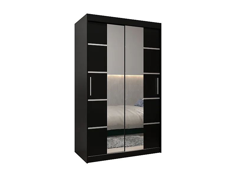 ARMOIRE VERONA 4 À PORTES COULISSANTES 200/120/62 2 Portes (Noir/Noir)