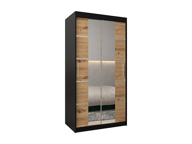 ARMOIRE VERONA 4 À PORTES COULISSANTES 200/100/62 2 Portes (Noir/Artisan)