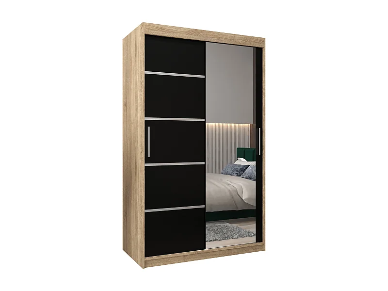 ARMOIRE VERONA 2 À PORTES COULISSANTES 200/120/62 2 Portes (Sonoma/Noir)