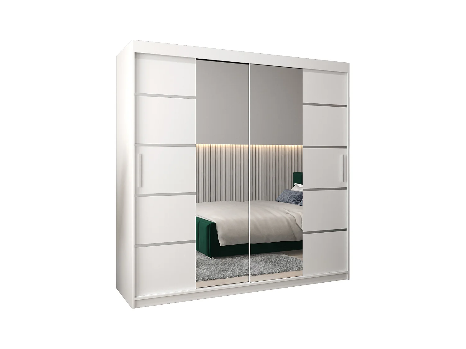 ARMOIRE VERONA 4 À PORTES COULISSANTES 200/200/62 2 Portes (Blanc/Blanc)