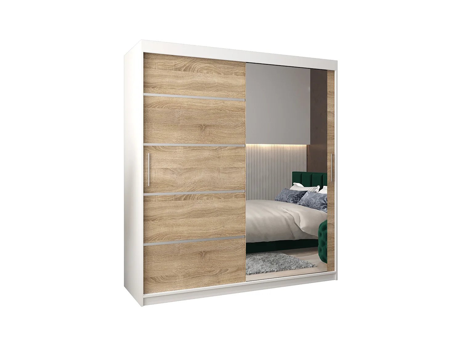 ARMOIRE VERONA 2 À PORTES COULISSANTES 200/180/62 2 Portes (Blanc/Sonoma)