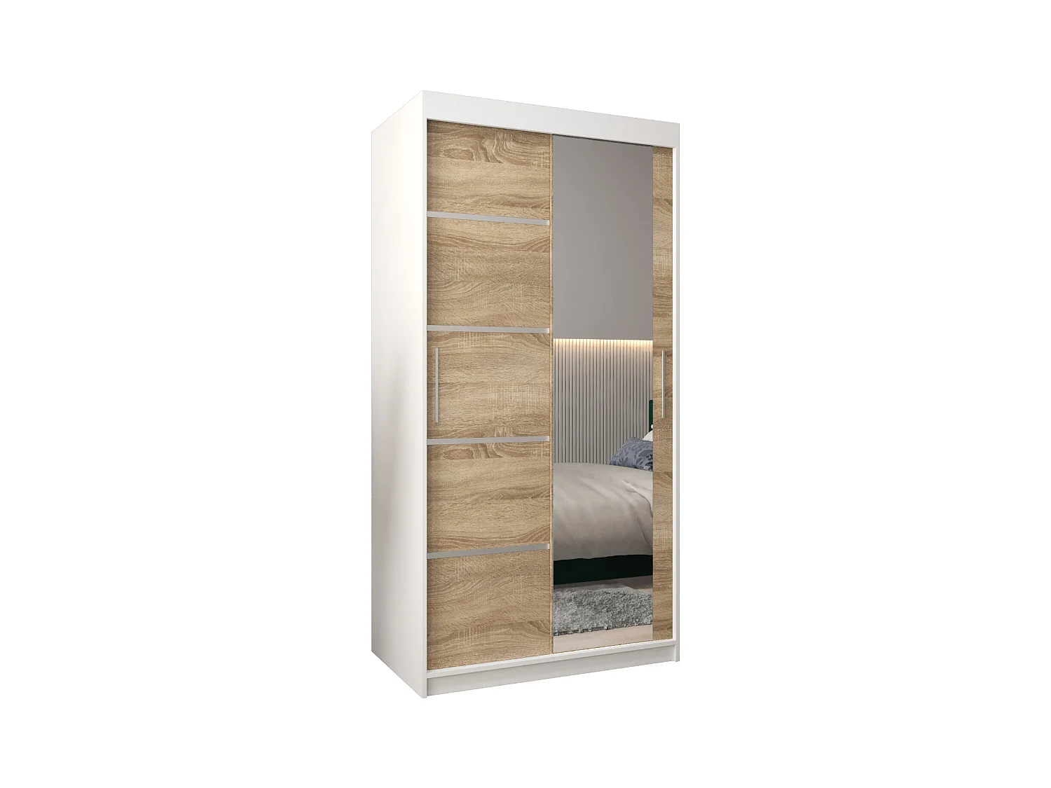 ARMOIRE VERONA 2 À PORTES COULISSANTES 200/100/62 2 Portes (Blanc/Sonoma)