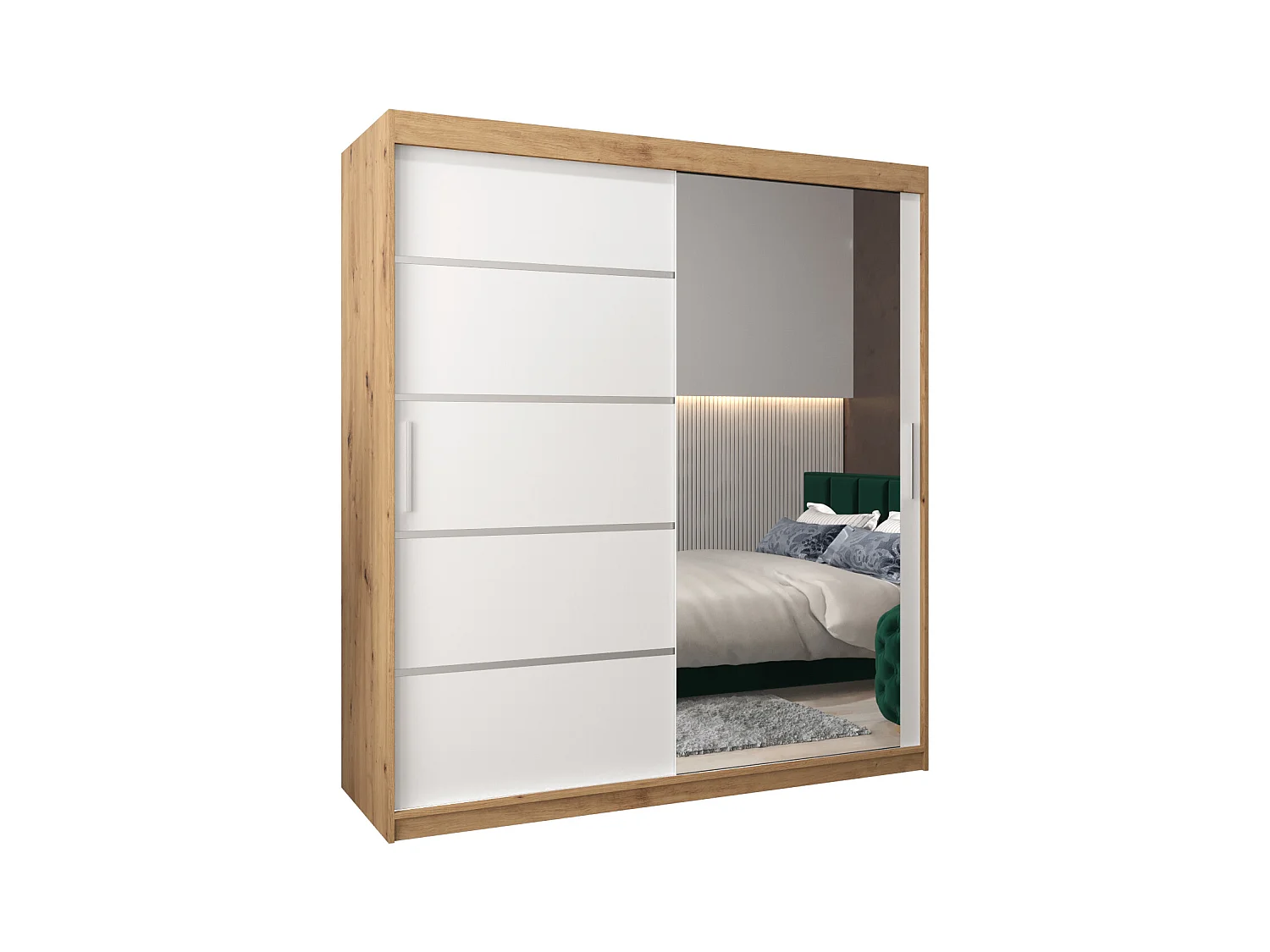 SCHWEBETÜRENSCHRANK VERONA 2 200/180/62 2-türig (Artisan/Weiß)