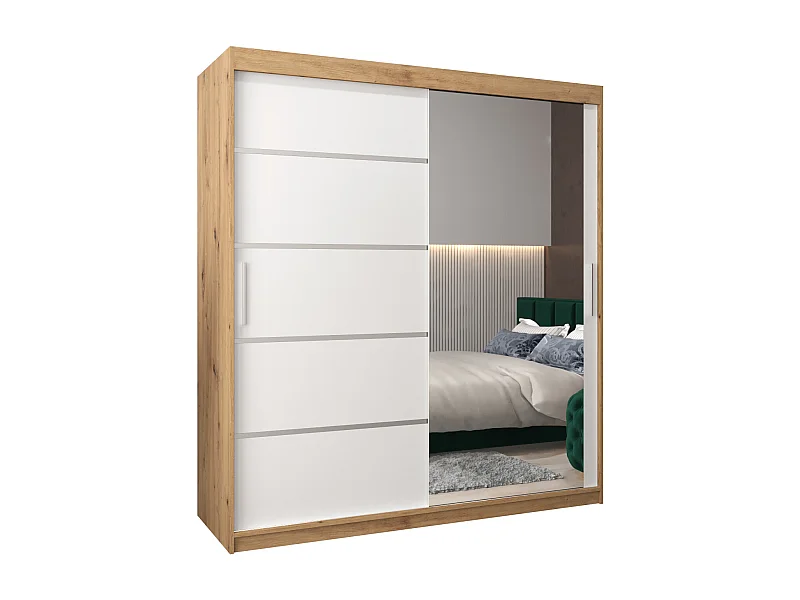 ARMOIRE VERONA 2 À PORTES COULISSANTES 200/180/62 2 Portes (Artisan/Blanc)