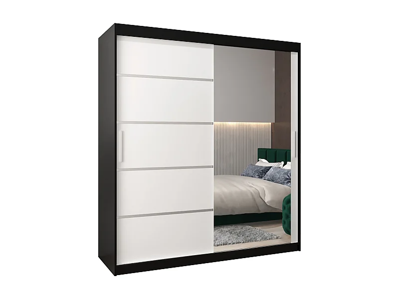 ARMOIRE VERONA 2 À PORTES COULISSANTES 200/180/62 2 Portes (Noir/Blanc)