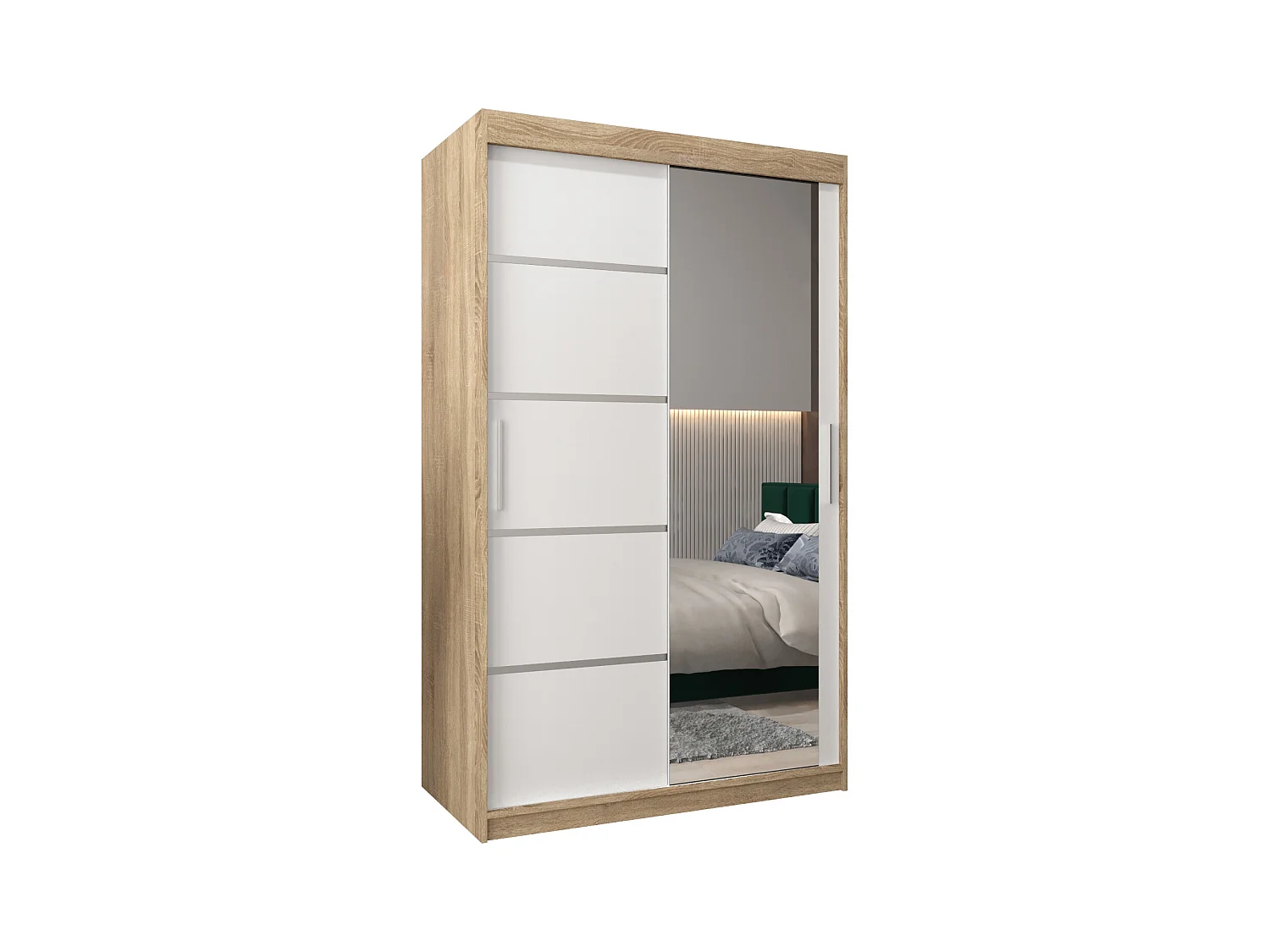 SCHWEBETÜRENSCHRANK VERONA 2 200/120/62 2-türig (Sonoma/Weiß)