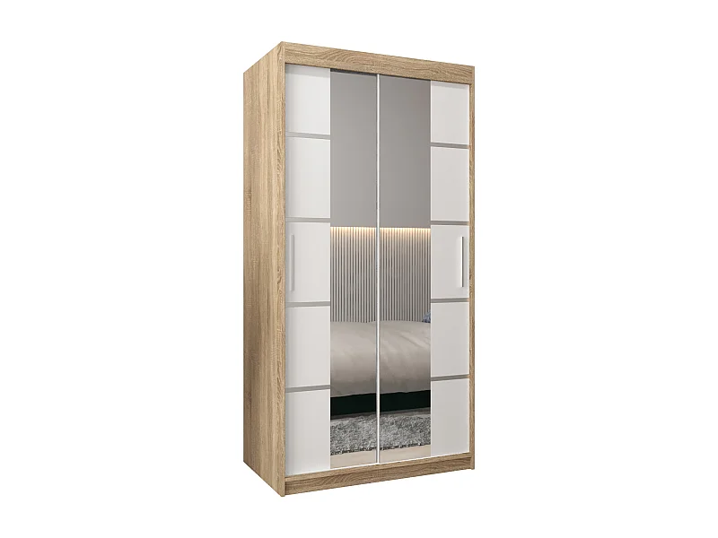 ARMOIRE VERONA 4 À PORTES COULISSANTES 200/100/62 2 Portes (Sonoma/Blanc)