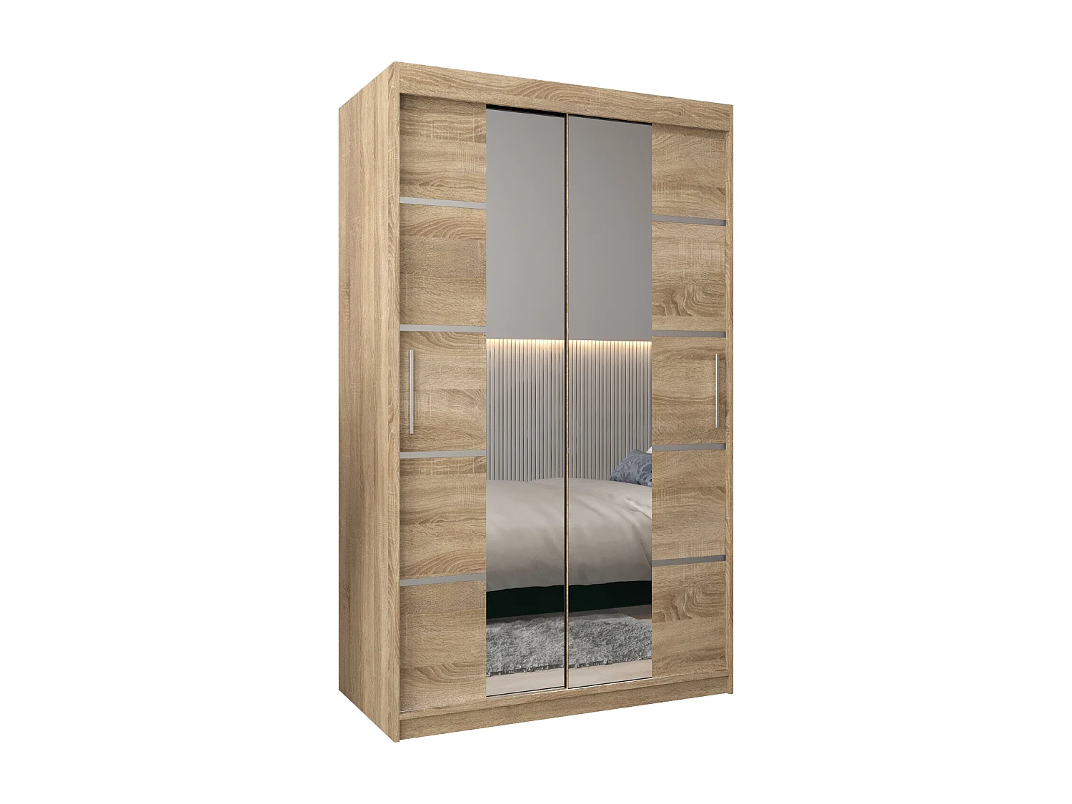 ARMOIRE VERONA 4 À PORTES COULISSANTES 200/120/62 2 Portes (Sonoma/Sonoma)