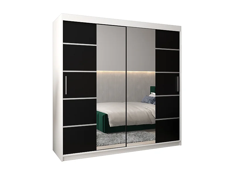 ARMOIRE VERONA 4 À PORTES COULISSANTES 200/200/62 2 Portes (Blanc/Noir)