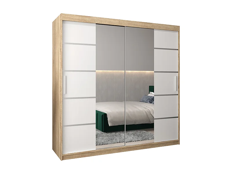 SCHWEBETÜRENSCHRANK VERONA 4 200/200/62 2-türig (Sonoma/Weiß)