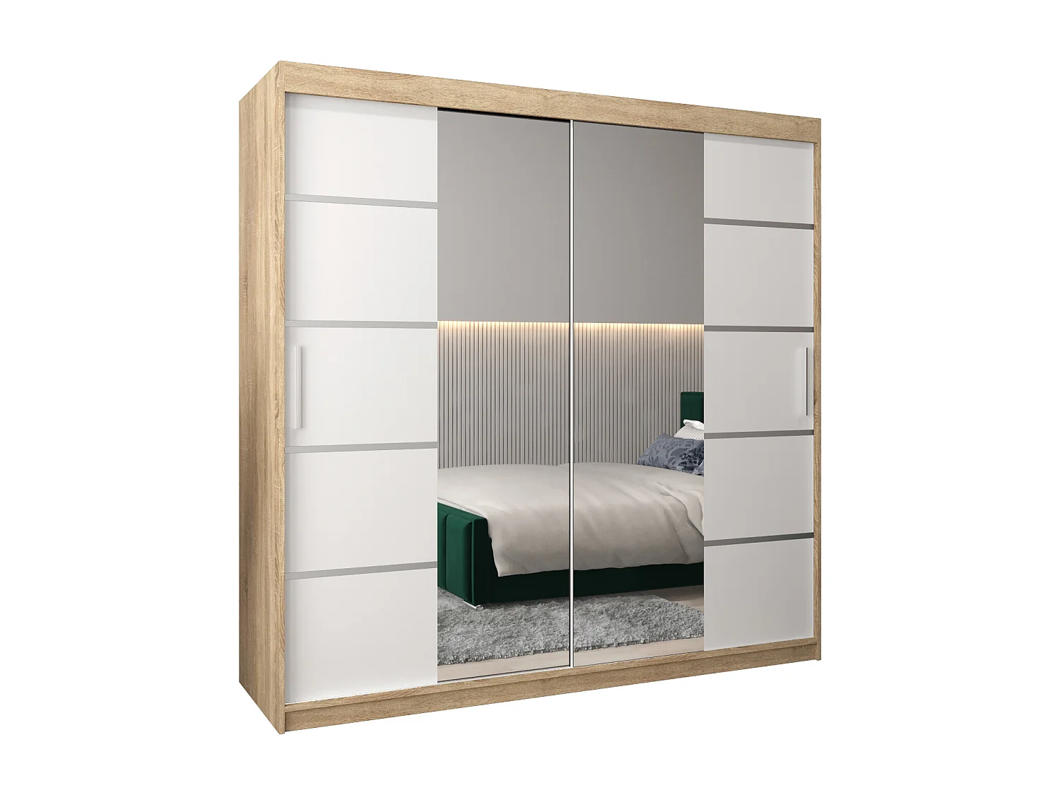 VERONA 4 KLEDINGKAST MET SCHUIFDEUREN 200/200/62 2 deuren (sonoma/wit)