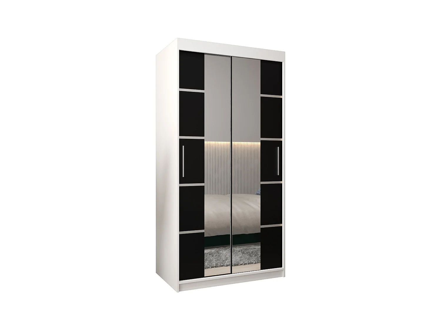ARMOIRE VERONA 4 À PORTES COULISSANTES 200/100/62 2 Portes (Blanc/Noir)