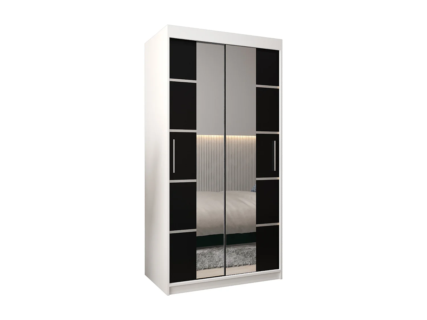 ARMADIO VERONA 4 AD ANTE SCORREVOLI 200/100/62 2 porte (Bianco/Nero)