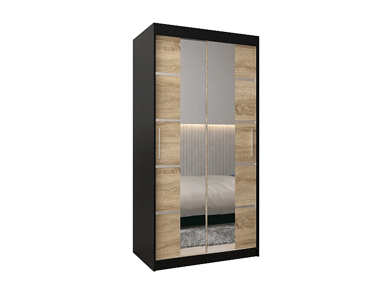 SCHWEBETÜRENSCHRANK VERONA 4 200/100/62 2-türig (Schwarz/Sonoma)