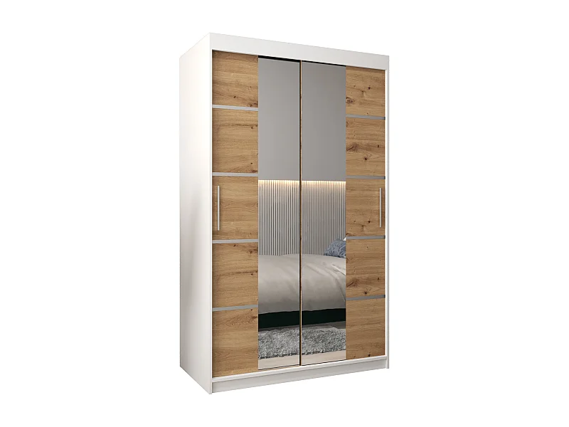 SCHWEBETÜRENSCHRANK VERONA 4 200/120/62 2-türig (Weiß/Artisan)