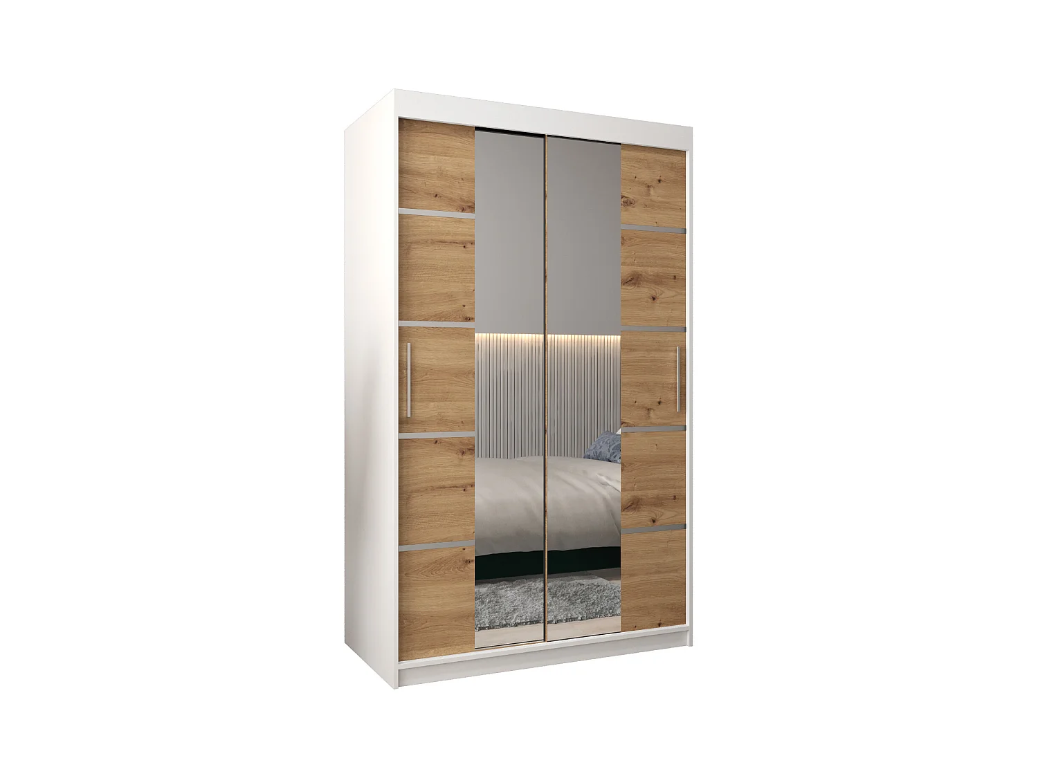 ARMADIO VERONA 4 AD ANTE SCORREVOLI 200/120/62 2 porte (Bianco/Artisan)