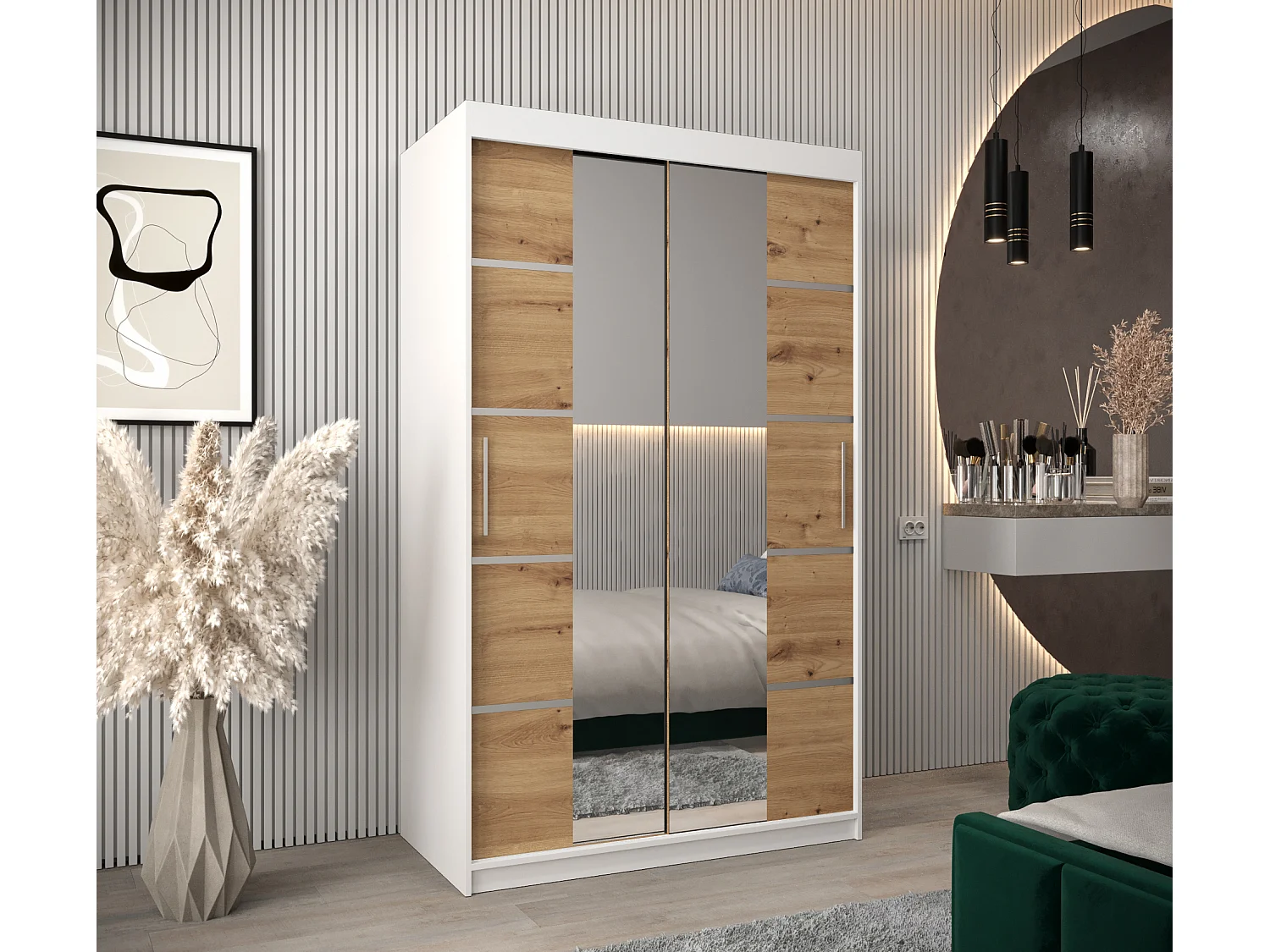 VERONA 4 KLEDINGKAST MET SCHUIFDEUREN 200/120/62 2 deuren (wit/artisan)