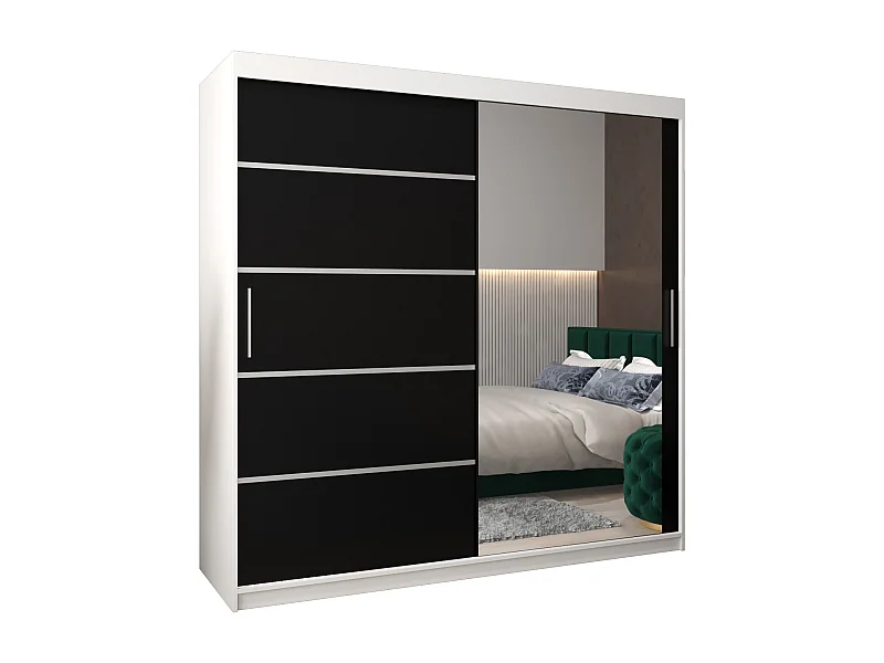 ARMOIRE VERONA 2 À PORTES COULISSANTES 200/200/62 2 Portes (Blanc/Noir)