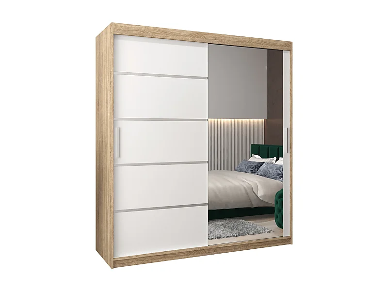 ARMOIRE VERONA 2 À PORTES COULISSANTES 200/180/62 2 Portes (Sonoma/Blanc)