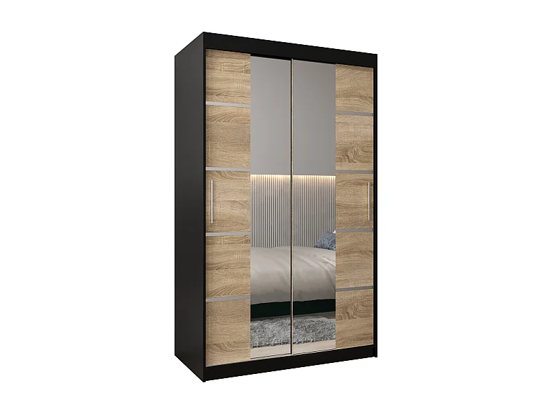 ARMARIO VERONA 4 DE PUERTAS CORREDERAS 200/120/62 2 puertas (negro/sonoma)