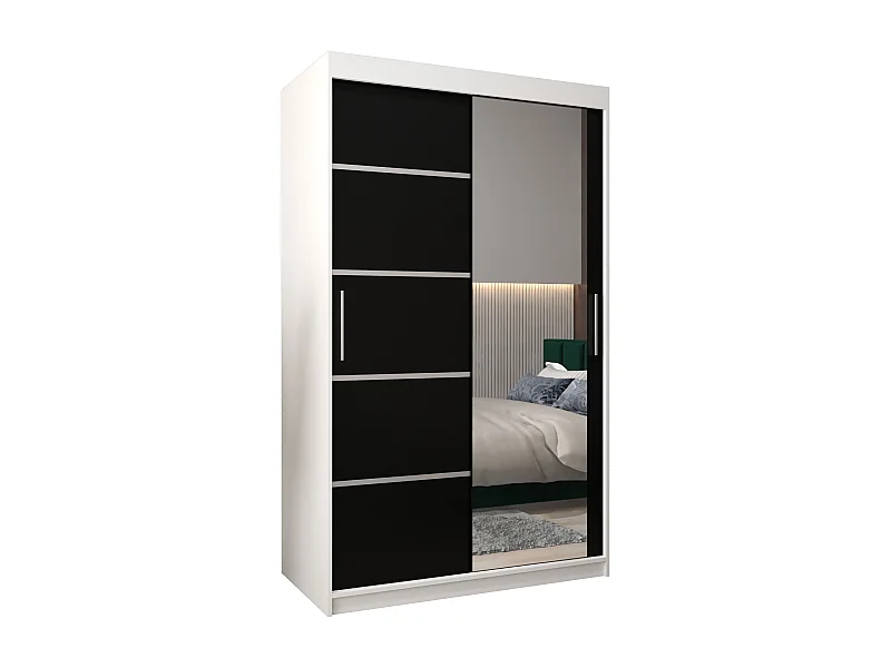 ARMOIRE VERONA 2 À PORTES COULISSANTES 200/120/62 2 Portes (Blanc/Noir)