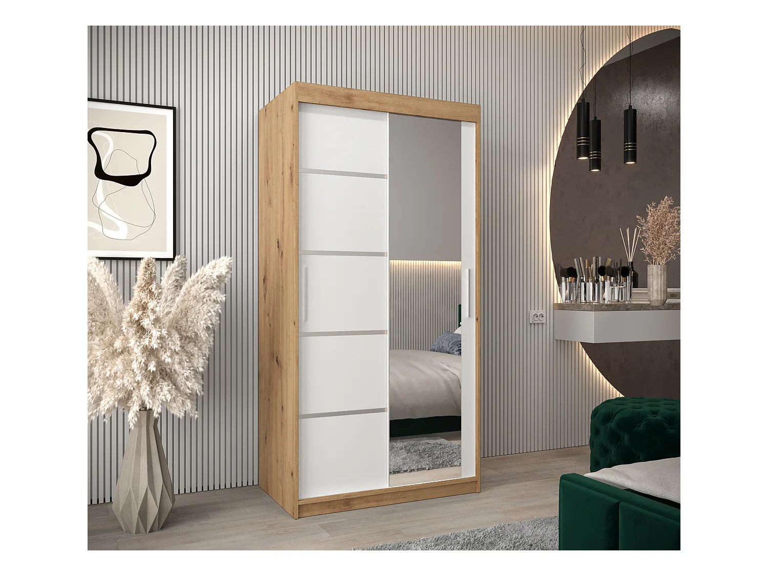 SCHWEBETÜRENSCHRANK VERONA 2 200/100/62 2-türig (Artisan/Weiß)