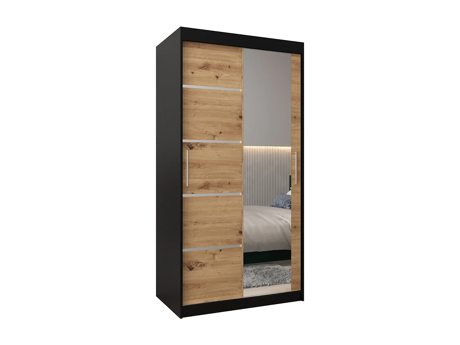 ARMOIRE VERONA 2 À PORTES COULISSANTES 200/100/62 2 Portes (Noir/Artisan)