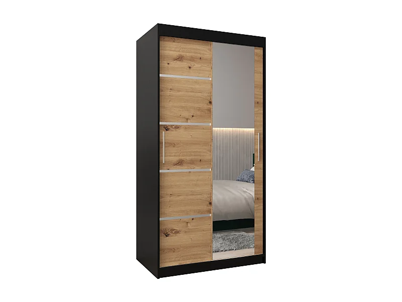 ARMOIRE VERONA 2 À PORTES COULISSANTES 200/100/62 2 Portes (Noir/Artisan)