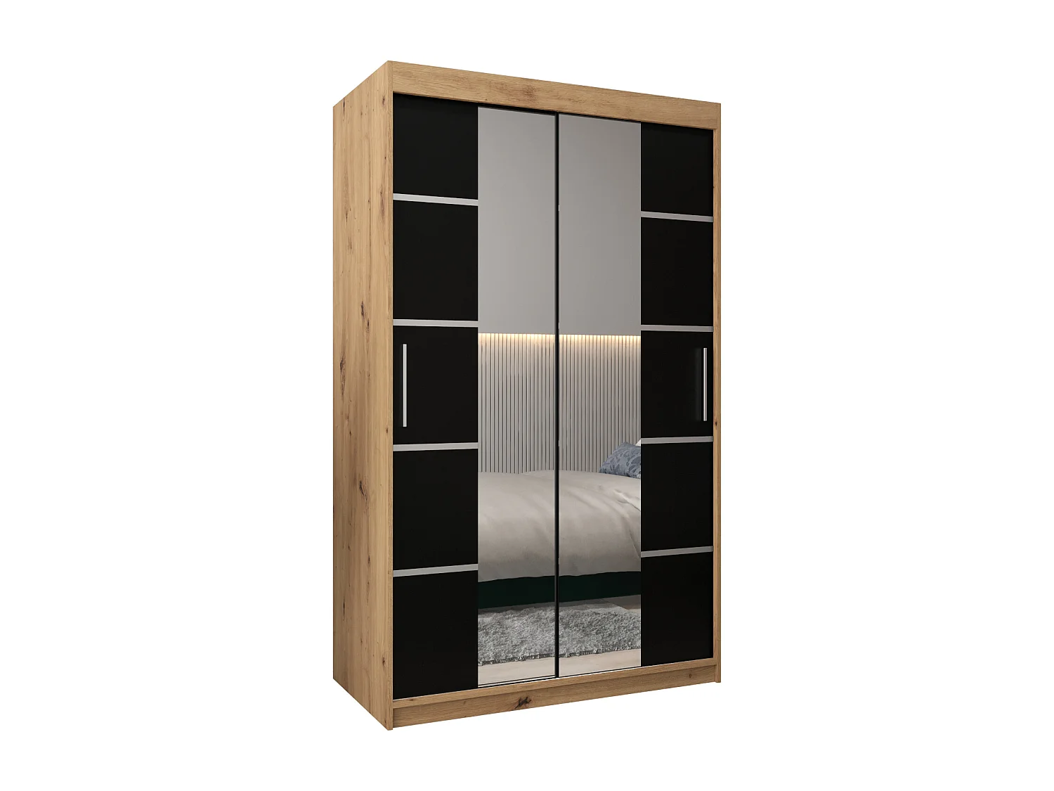 VERONA 4 KLEDINGKAST MET SCHUIFDEUREN 200/120/62 2 deuren (artisan/zwart)