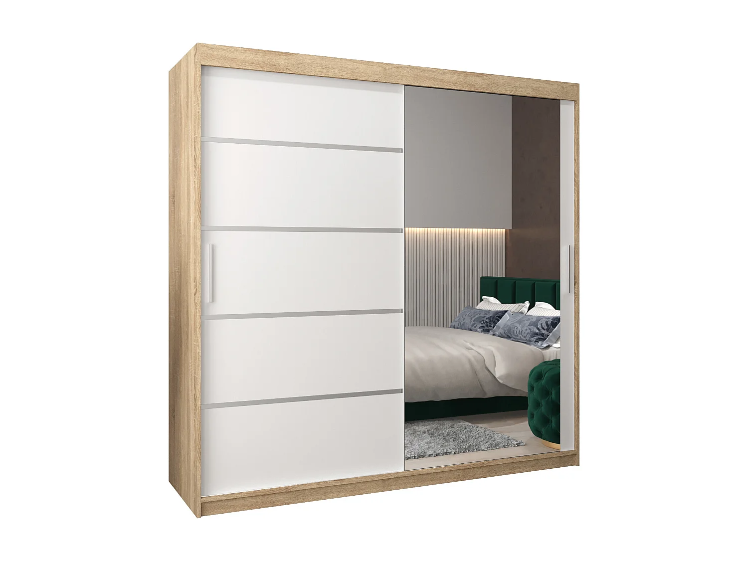 ARMADIO VERONA 2 AD ANTE SCORREVOLI 200/200/62 2 porte (Sonoma/Bianco)